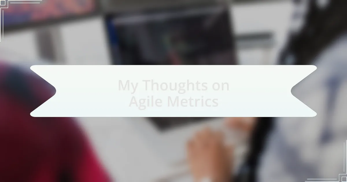My Thoughts on Agile Metrics
